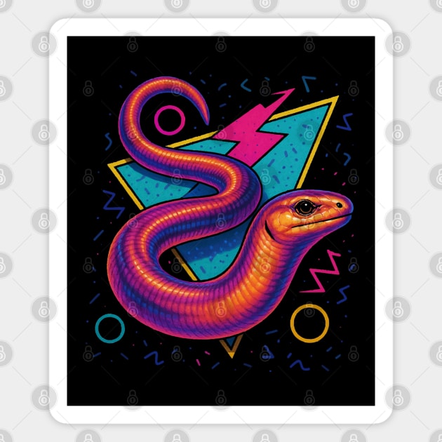 Retro Neon European Legless Lizard Magnet by Reptiq's Store